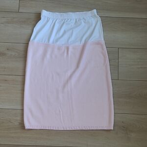 Escapades Vintage Pencil Skirt Elegant White and Pink Women's Size M